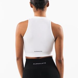 Alphalete White STRATUS CROP TANK